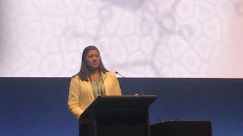 Graduate student Maci Mueller presenting her research at the 2017 World Congress on Genetics Applied to Livestock Reproduction in Auckland, New Zealand.